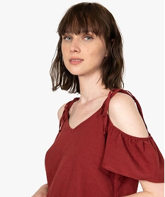 blouse femme unie avec epaules denudees rouge blousesB209401_2