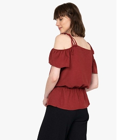 blouse femme unie avec epaules denudees rouge blousesB209401_3