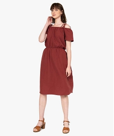 robe femme midi a epaules denudees rouge robesB209601_1