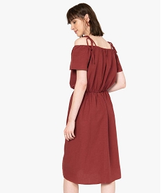 robe femme midi a epaules denudees rouge robesB209601_3