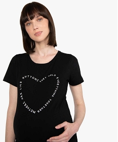 tee-shirt de grossesse avec inscription en forme de cœur noir t-shirts manches courtesB211001_2