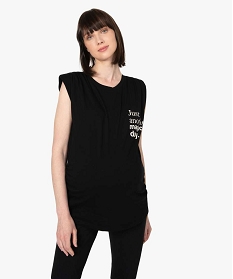 tee-shirt de grossesse avec col rond et epaulettes noir debardeursB211501_2