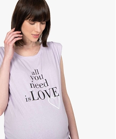 tee-shirt de grossesse avec col rond et epaulettes violet debardeursB211601_2