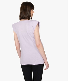 tee-shirt de grossesse avec col rond et epaulettes violet debardeursB211601_3