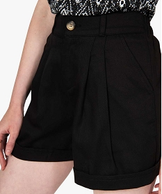 short femme en toile coupe ample noir shortsB215001_2