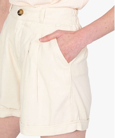 short femme en toile coupe ample beige shortsB215101_2