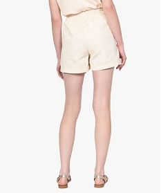 short femme en toile coupe ample beige shortsB215101_3