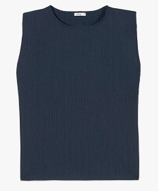 tee-shirt femme texture sans manches bleu t-shirts manches courtesB216101_4