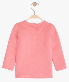 tee-shirt bebe fille manches longues imprime en coton bio rose tee-shirts manches longuesB222401_2