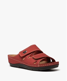 mules femme confort unies dessus cuir a brides scratch rouge standard mules et sabotsB233101_2