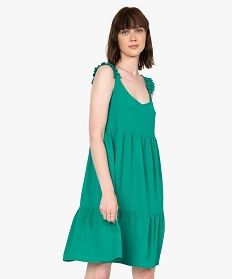 robe femme courte a larges bretelles froncees vert robesB241801_1