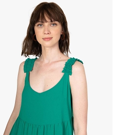 robe femme courte a larges bretelles froncees vert robesB241801_2