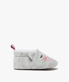 chaussons de naissance bebe fille en velours motif chat gris chaussures de naissanceB244301_1