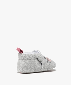 chaussons de naissance bebe fille en velours motif chat gris chaussures de naissanceB244301_2