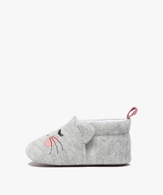 chaussons de naissance bebe fille en velours motif chat gris chaussures de naissanceB244301_3