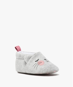 chaussons de naissance bebe fille en velours motif chat gris chaussures de naissanceB244301_4