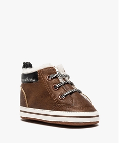 baskets de naissance bebe garcon doublees - lulucastagnette brun chaussures de naissanceB245401_2