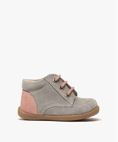 GEMO Bottillons premiers pas bébé fille en cuir velours bicolore noir standard