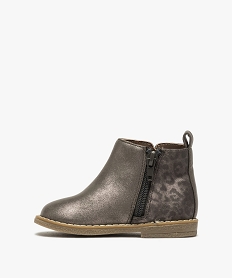 boots bebe fille metallisees et imprimees leopard gris bottes et chaussures montantesB247501_3