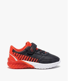GEMO Baskets garçon running bicolores à lacets et scratch rouge vif