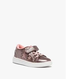 tennis fille metallisees a lacets et scratch - lulu castagnette rose basketsB250201_2