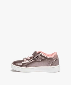 tennis fille metallisees a lacets et scratch - lulu castagnette rose basketsB250201_3