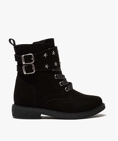 boots fille zippes en suedine unie avec etoiles metallisees noir bottes et bootsB253501_1
