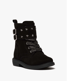 boots fille zippes en suedine unie avec etoiles metallisees noir bottes et bootsB253501_2