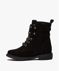 boots fille zippes en suedine unie avec etoiles metallisees noir bottes et bootsB253501_3