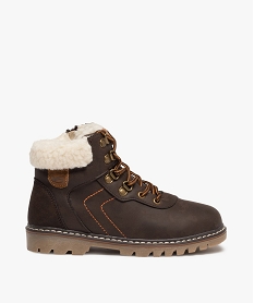 boots garcon style chaussures de montagne a col sherpa brunB257301_1