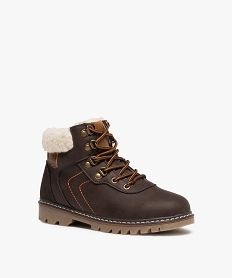 boots garcon style chaussures de montagne a col sherpa brunB257301_2