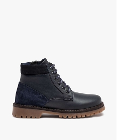 boots garcon avec dessus cuir uni et semelle crantee bleu boots et bottillonsB257501_1