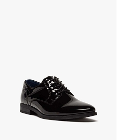 derbies homme unies et vernies a bout amande noir chaussures de villeB262601_2