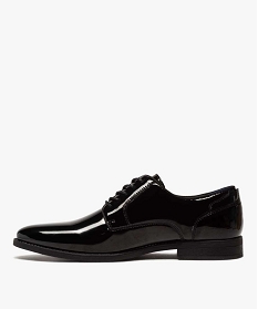 derbies homme unies et vernies a bout amande noir chaussures de villeB262601_3