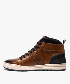 baskets homme semi-montantes dessus cuir orange baskets montantesB265201_3