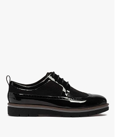 derbies femme vernis et suedes a semelle crantee noir derbiesB266501_1