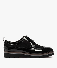 derbies femme vernis et suedes a semelle crantee noirB266501_1