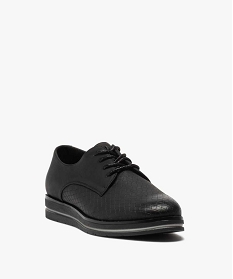 derbies femme unis imitation tressage noirB266801_2