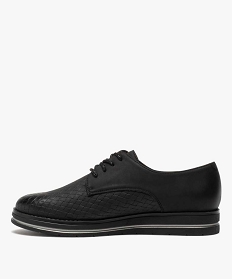 derbies femme unis imitation tressage noirB266801_3