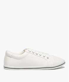 GEMO Baskets femme unies à semelle fine et fermeture lacets blanc standard