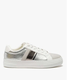 GEMO Baskets femme à lacets et détails métallisés gris standard