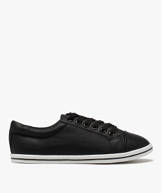 GEMO Baskets femme unies à semelle fine et fermeture lacets noir standard