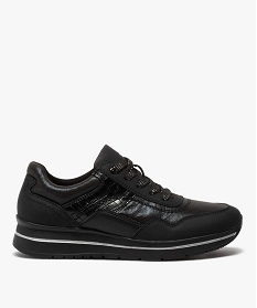 GEMO Baskets femme multi-matières à détails métallisés noir standard
