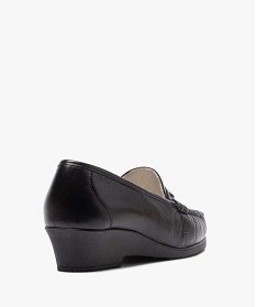 mocassins femme confort dessus en cuir uni et a talon epais noir mocassinsB274601_4