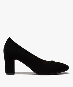 GEMO Escarpins femme à talon droit dessus suédine unie noir standard