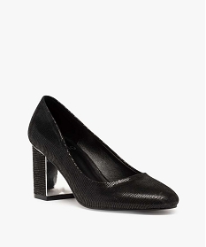 escarpins femme a talon carre et details metallises noir escarpinsB275701_2