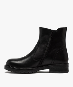 boots femme a talon plat style motard unis fermeture zippee noirB282801_3