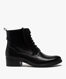 boots femme a talon plat style derbies a lacets et zip noirB283001_1