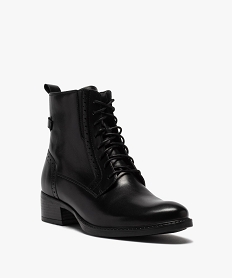 boots femme a talon plat style derbies a lacets et zip noirB283001_2