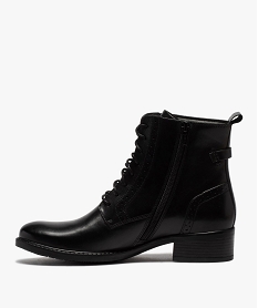 boots femme a talon plat style derbies a lacets et zip noirB283001_3